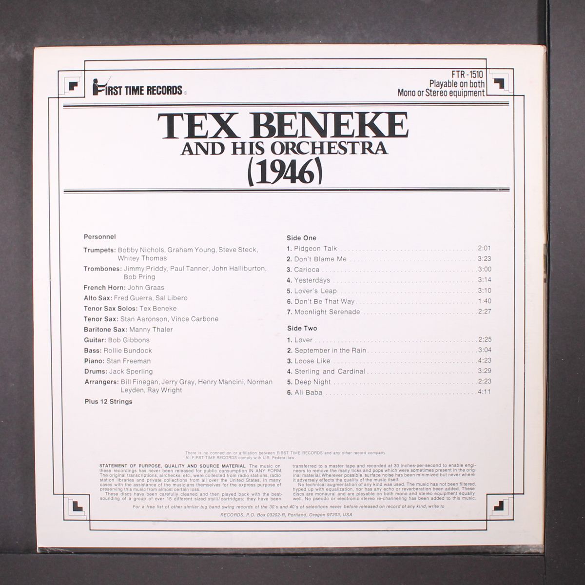 1946 by TEX BENEKE & HIS ORCHESTRA