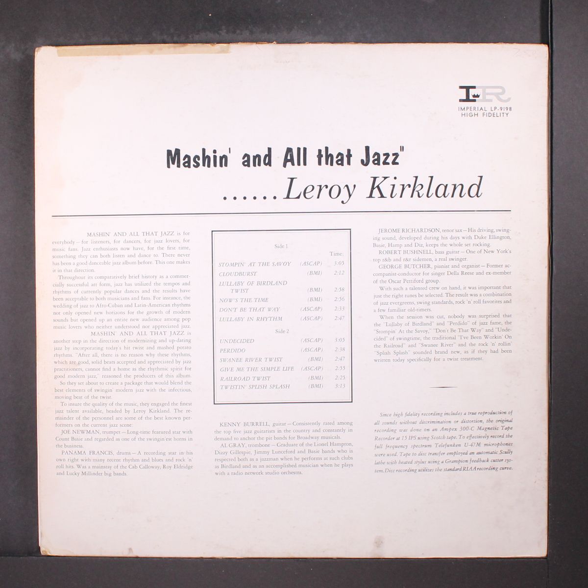 mashin' and all that jazz by LEROY KIRKLAND