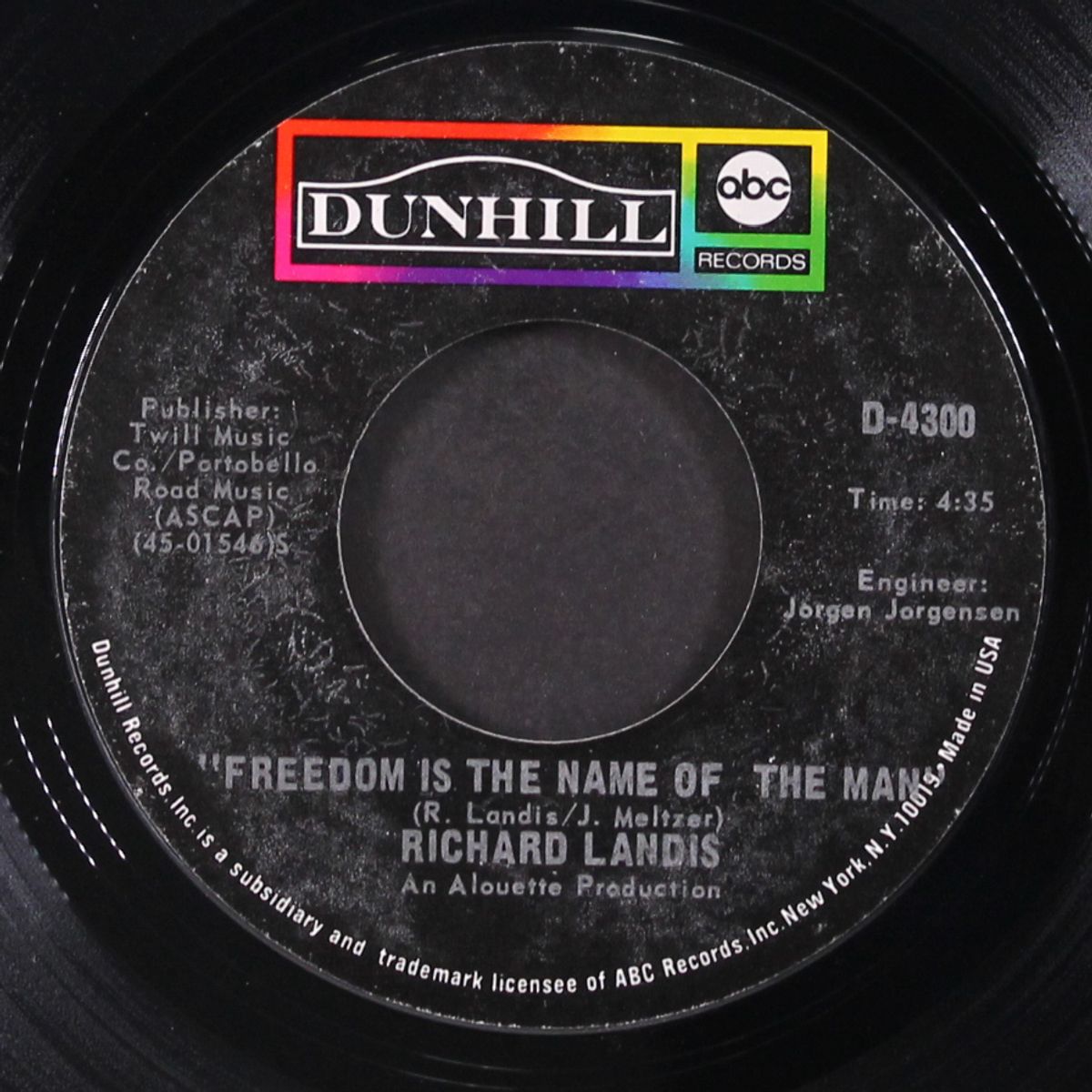 a man who sings / freedom is the name of the man by RICHARD LANDIS