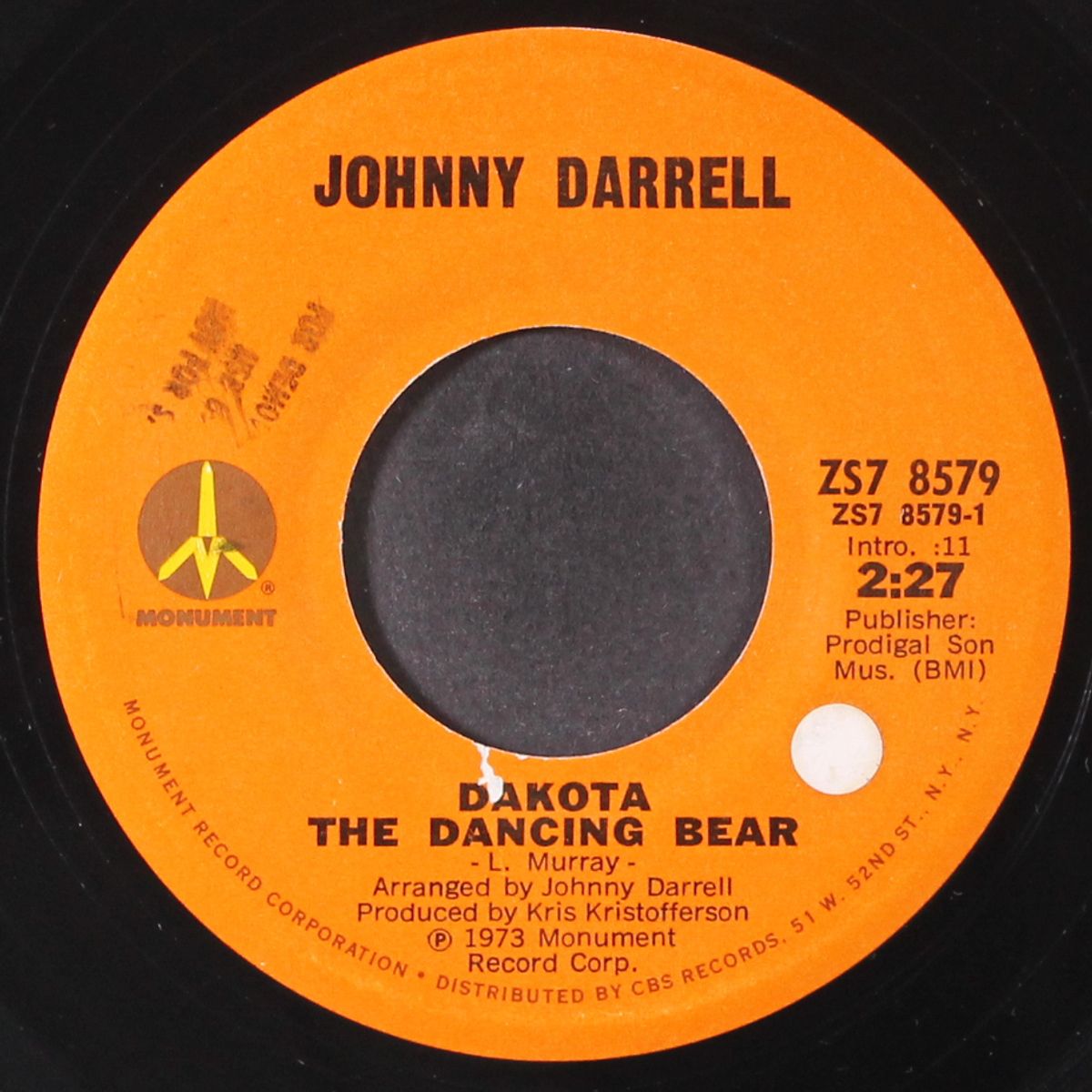 dakota the dancing bear / just a memory by JOHNNY DARRELL