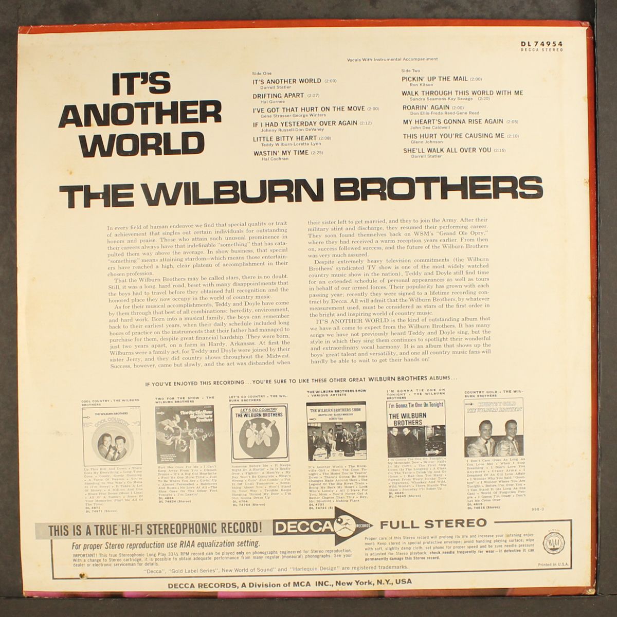 it's another world by WILBURN BROTHERS