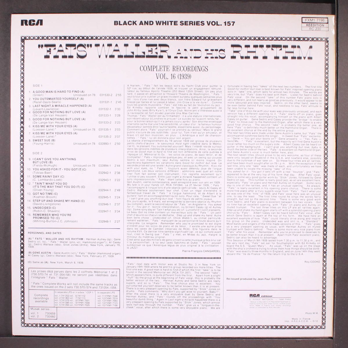 complete recordings, vol. 16 (1939) by FATS WALLER