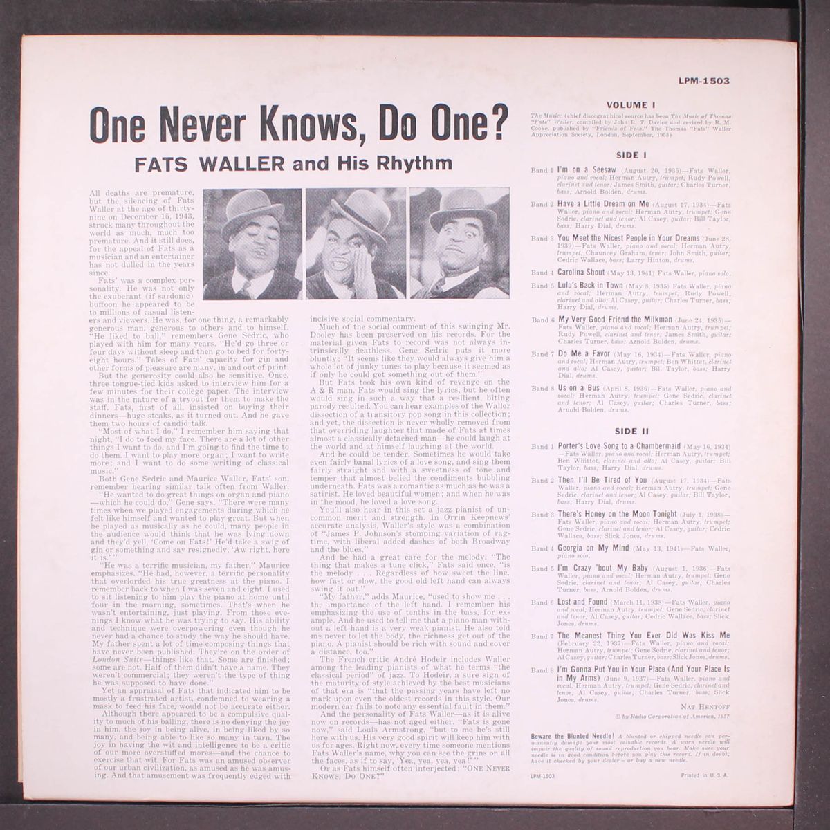 one never knows, do one? by FATS WALLER