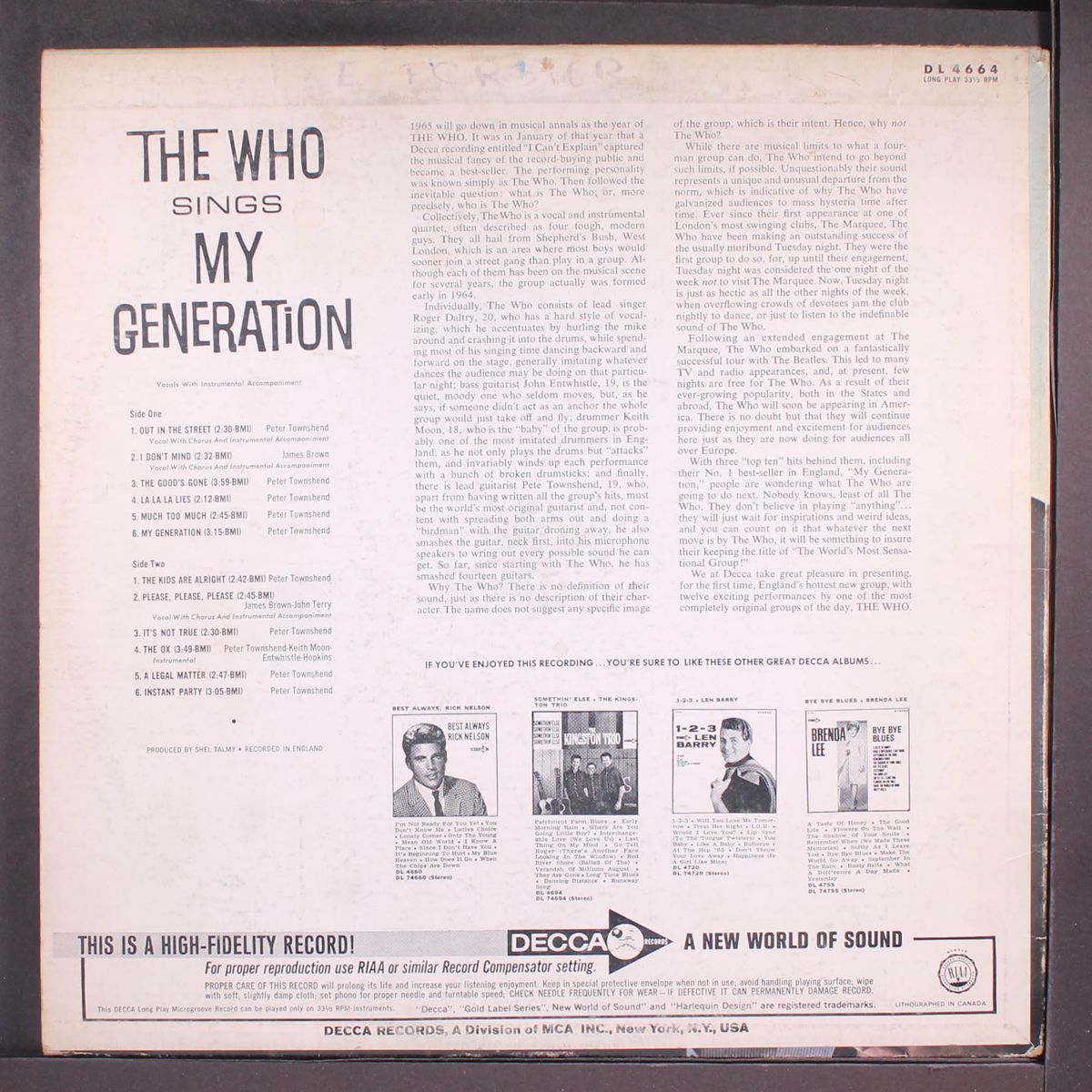 sings my generation by WHO