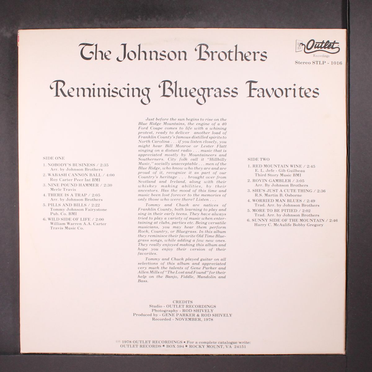 reminiscing bluegrass favorites by JOHNSON BROTHERS
