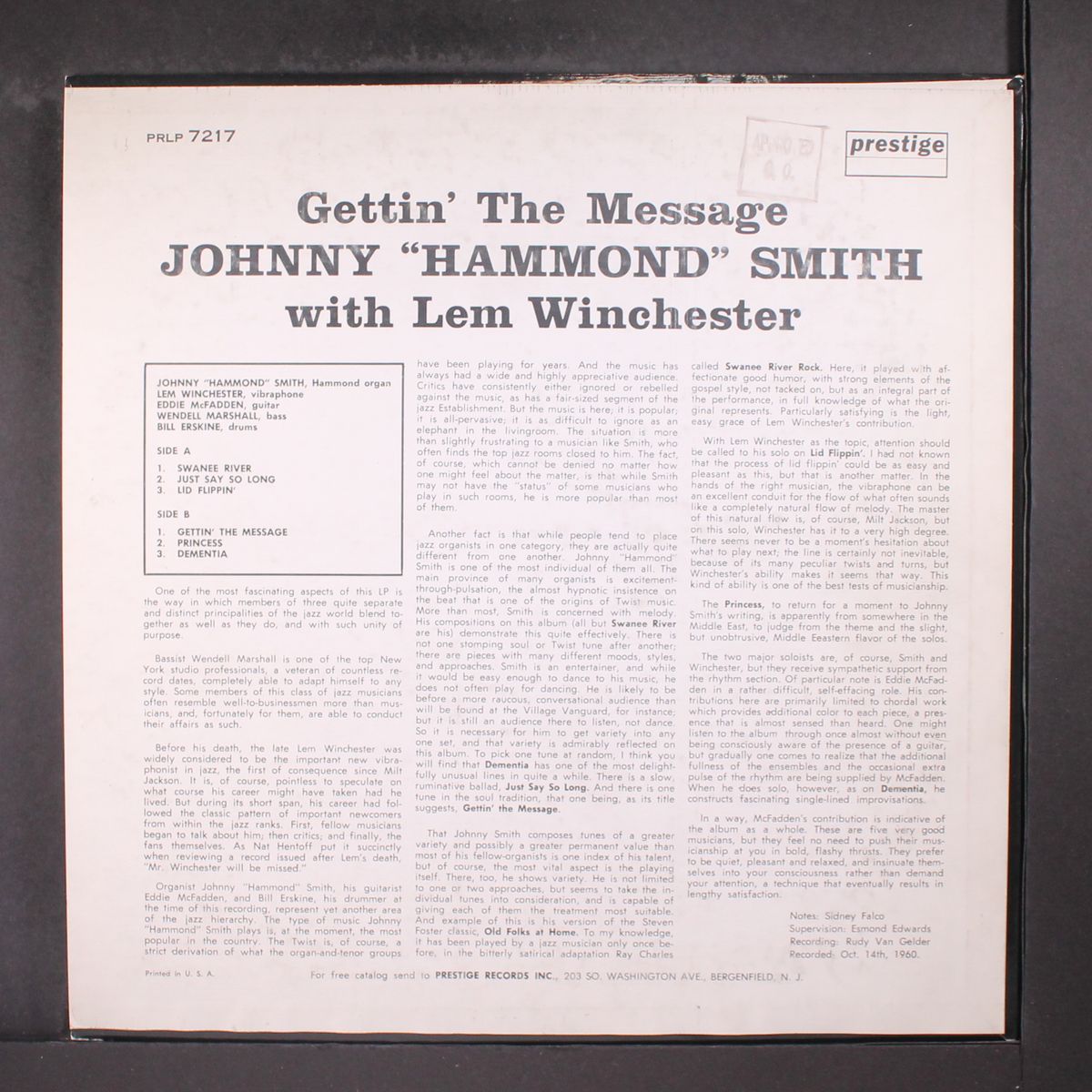 gettin' the message by JOHNNY 'HAMMOND' SMITH