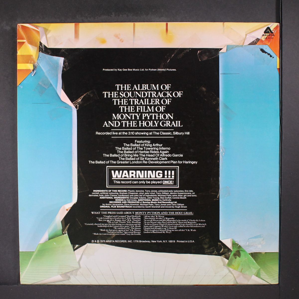 the album of the soundtrack of the... holy grail by MONTY PYTHON
