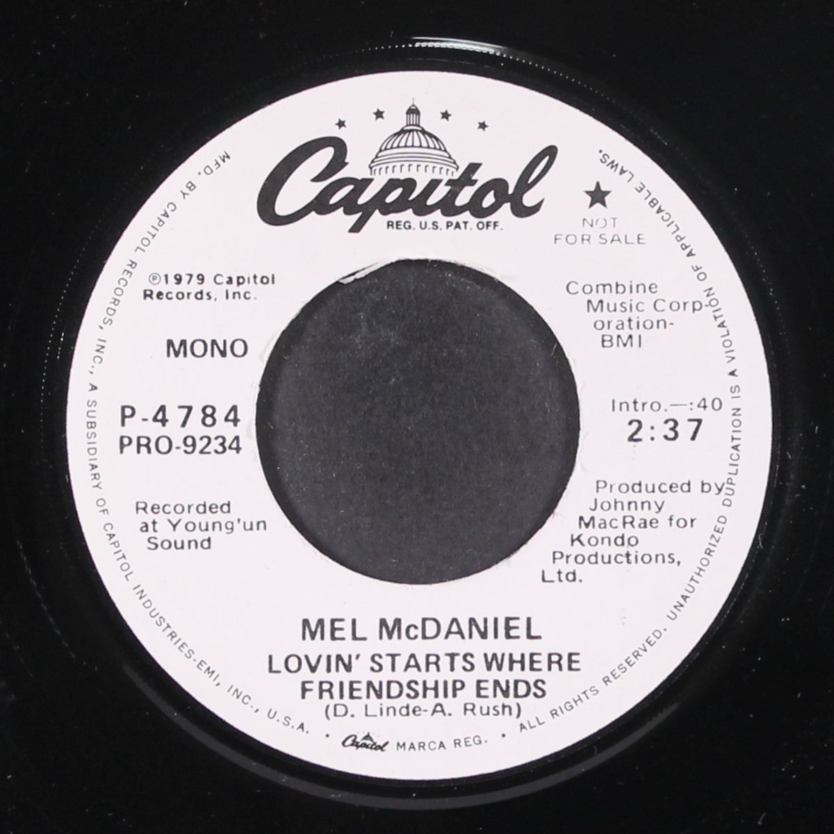 lovin' starts where friendhip ends / mono by MEL MCDANIEL