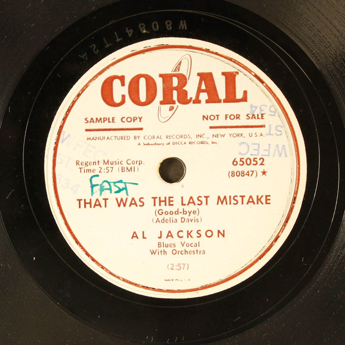 lonesome lover blues / that was the last mistake by AL JACKSON