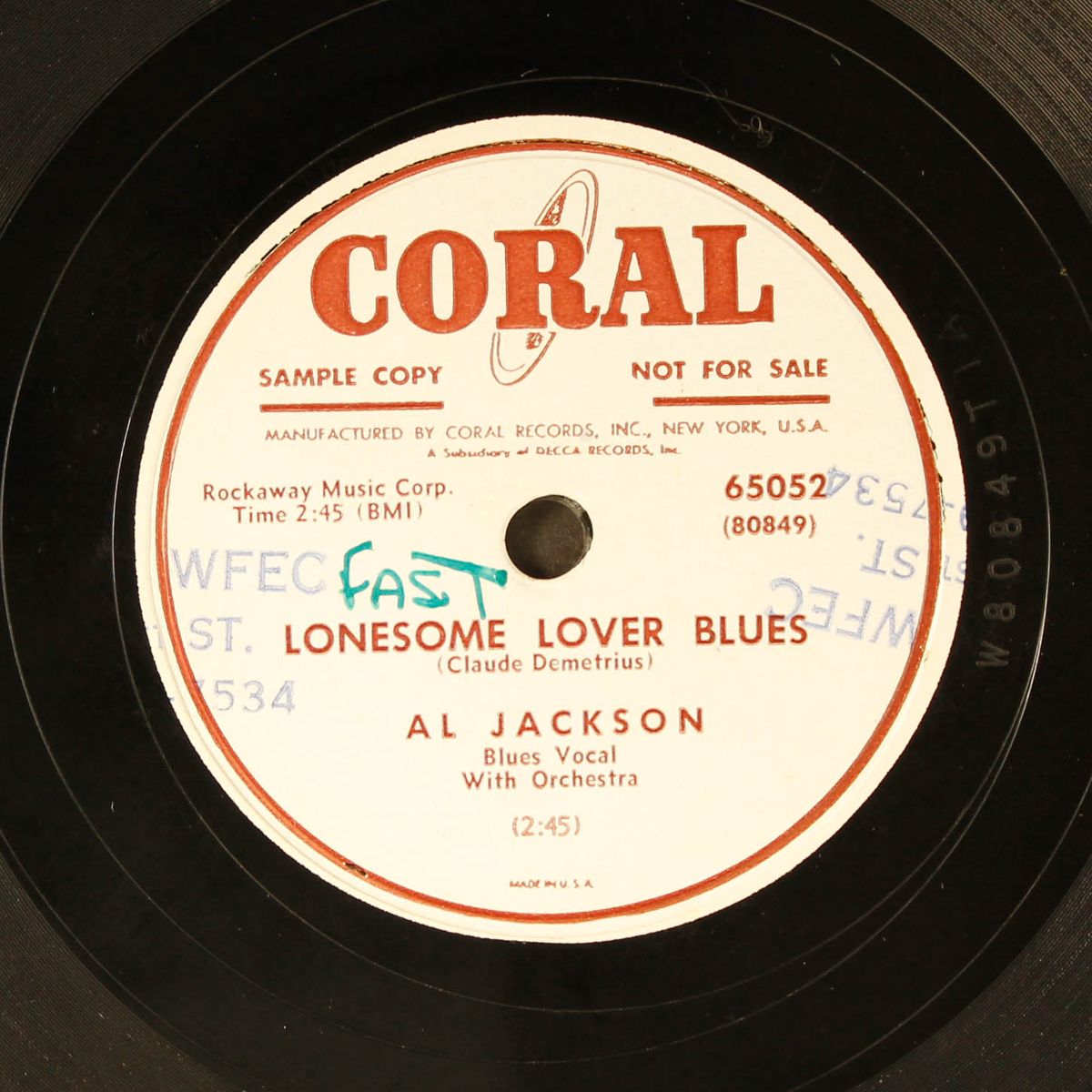 lonesome lover blues / that was the last mistake by AL JACKSON
