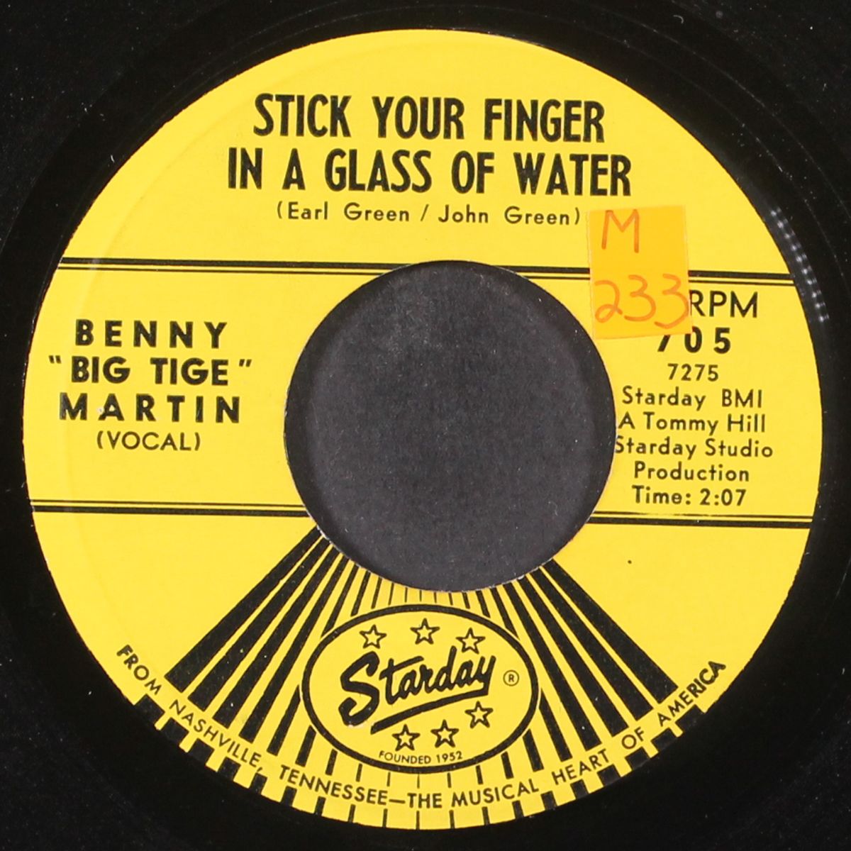 stick your finger in a glass of water / the other me by BENNY 'BIG TIGE' MARTIN