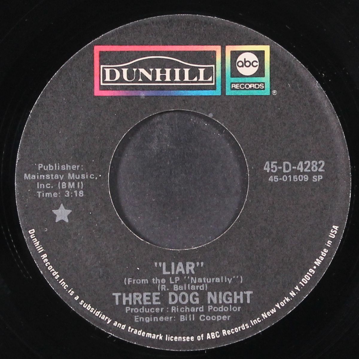 liar / can't get enough of it by THREE DOG NIGHT