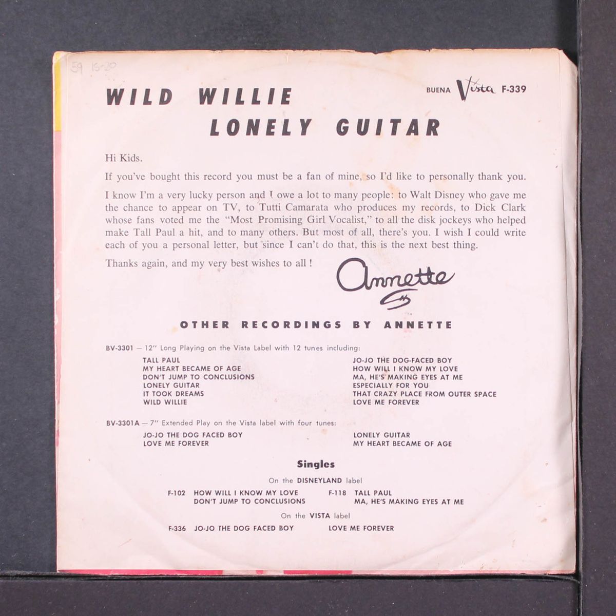 lonely guitar / wild willie by ANNETTE