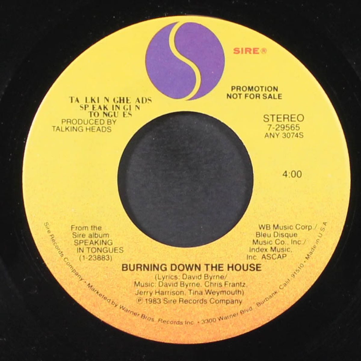 burning down the house / i get wild/wild gravity by TALKING HEADS