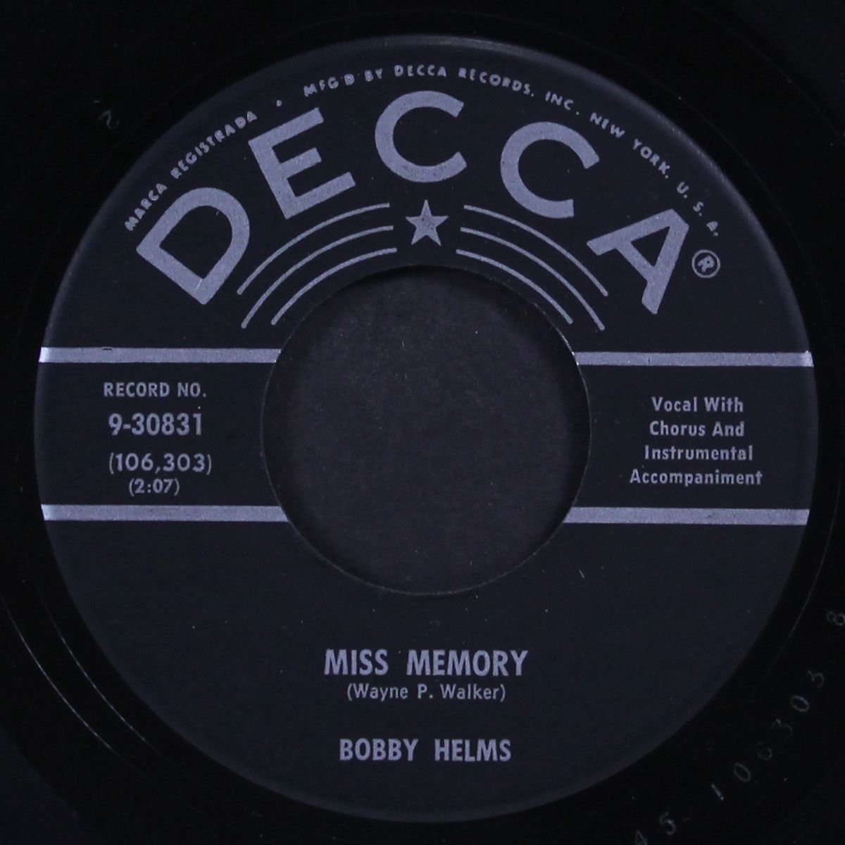miss memory / new river train by BOBBY HELMS
