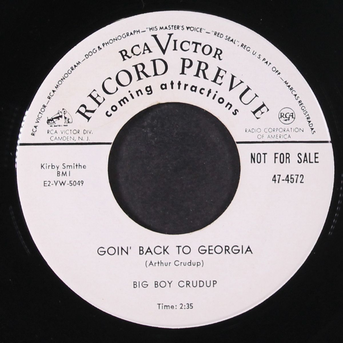goin' back to georgia / mr. so and so by ARTHUR 'BIG BOY' CRUDUP