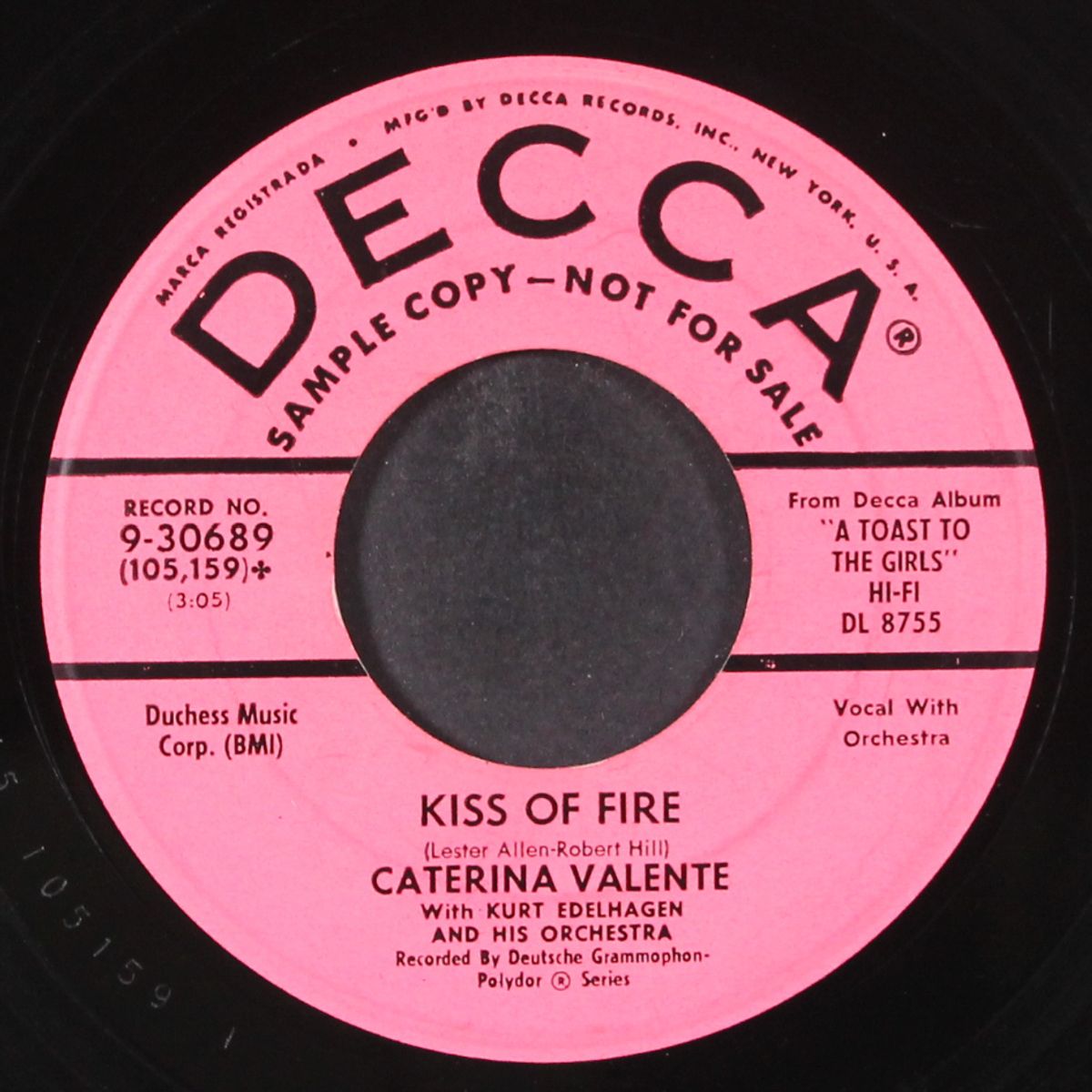 all my love / kiss of fire by CATERINA VALENTE