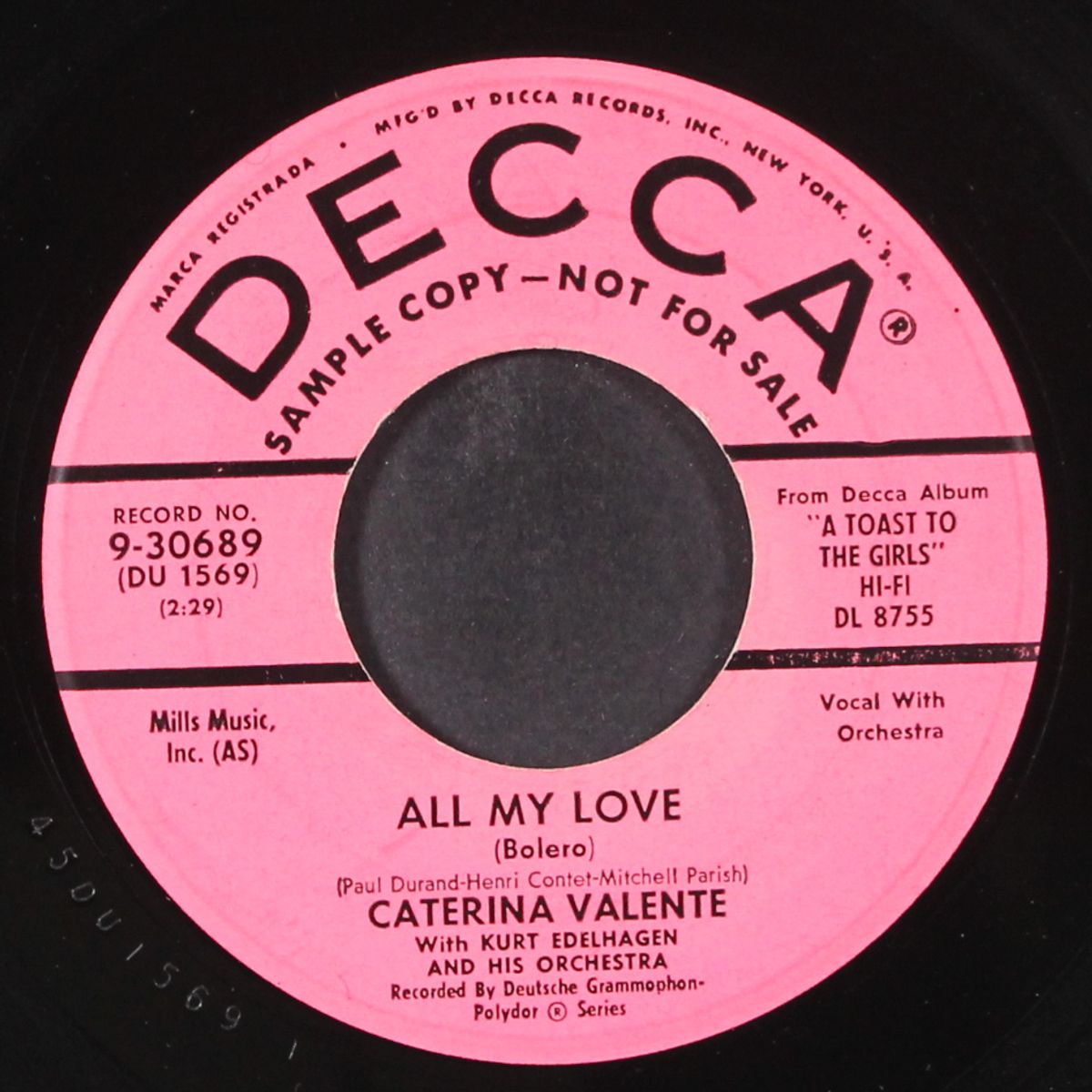 all my love / kiss of fire by CATERINA VALENTE