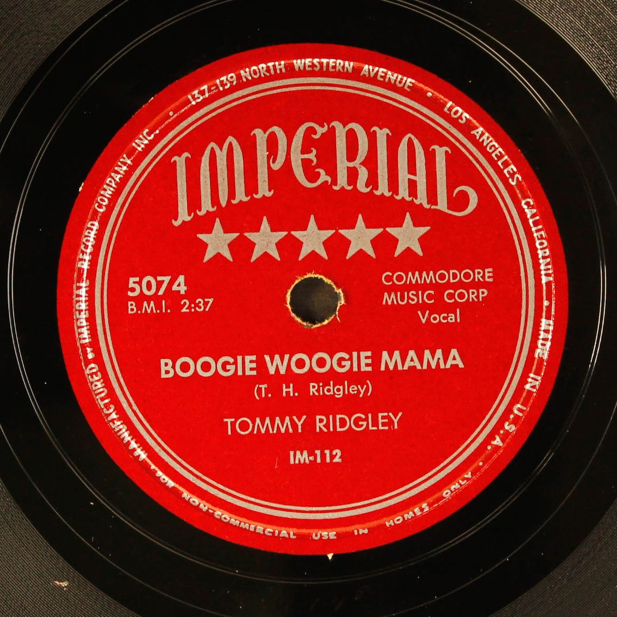 boogie woogie mama / lonely man blues by TOMMY RIDGLEY