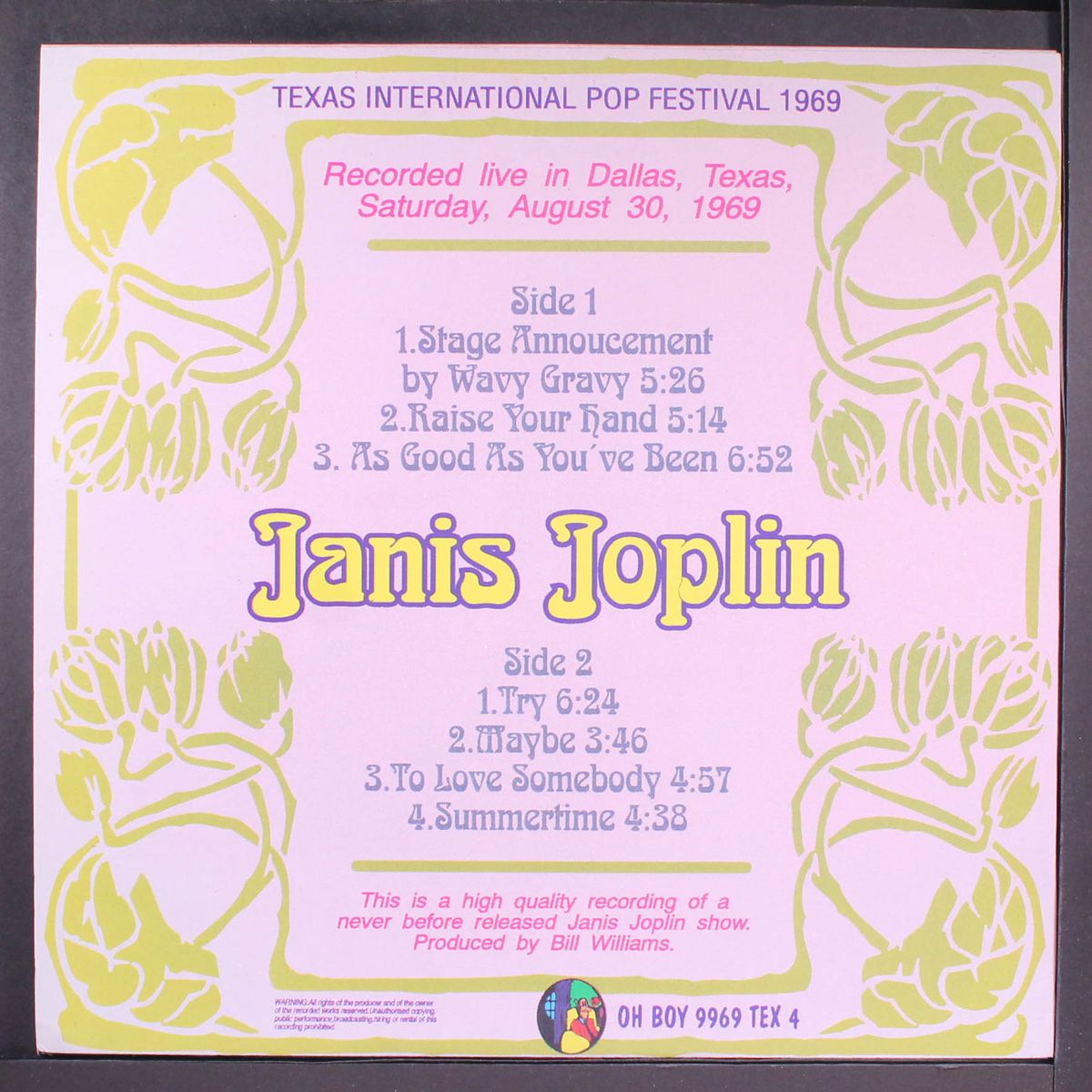 texas international pop festival 1969 by JANIS JOPLIN