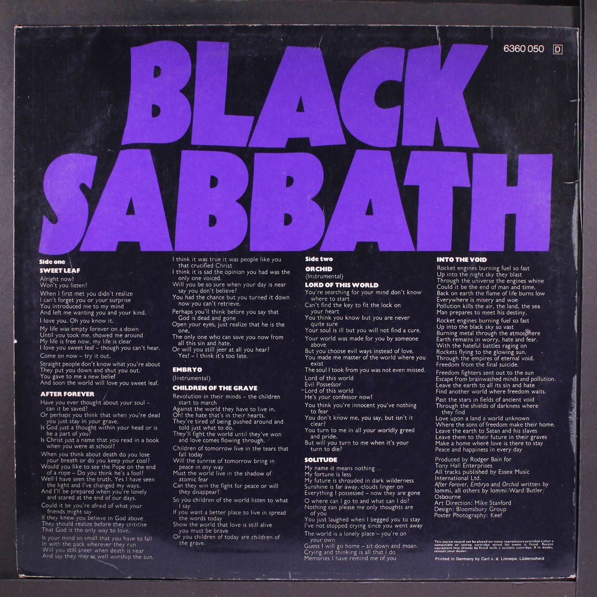 master of reality by BLACK SABBATH