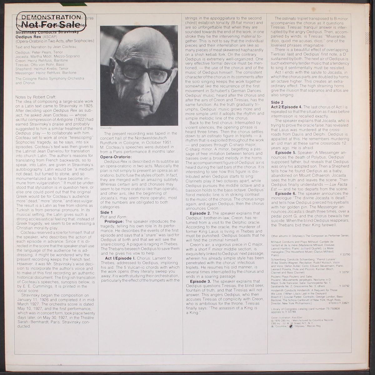 stravinsky conducts stravinsky - oedipus rex by IGOR STRAVINSKY