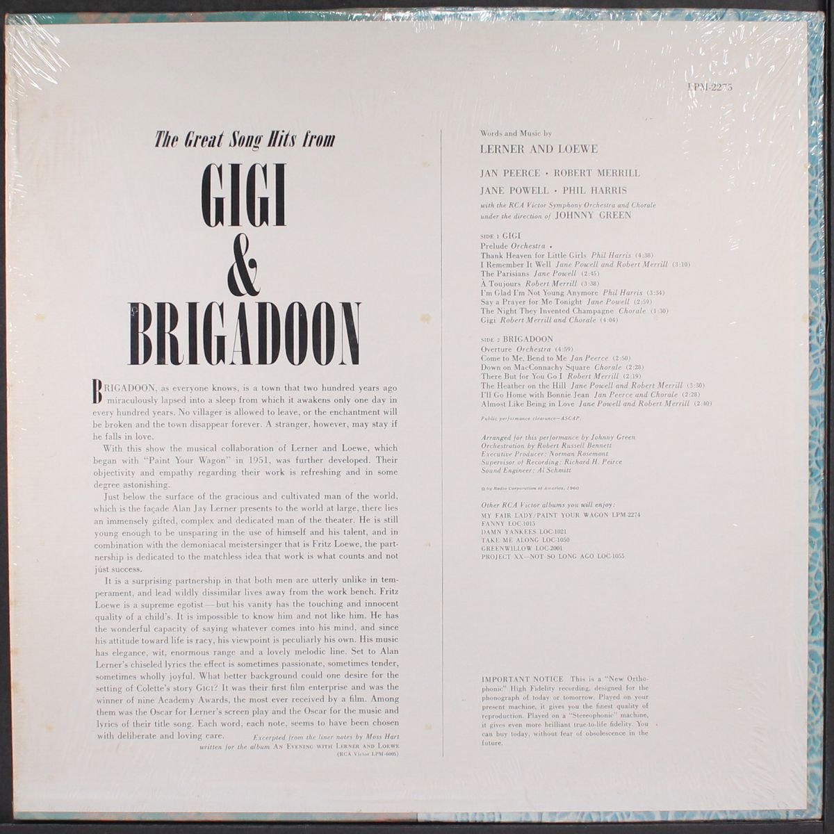 gigi & brigadoon by JAN PEERCE & OTHERS