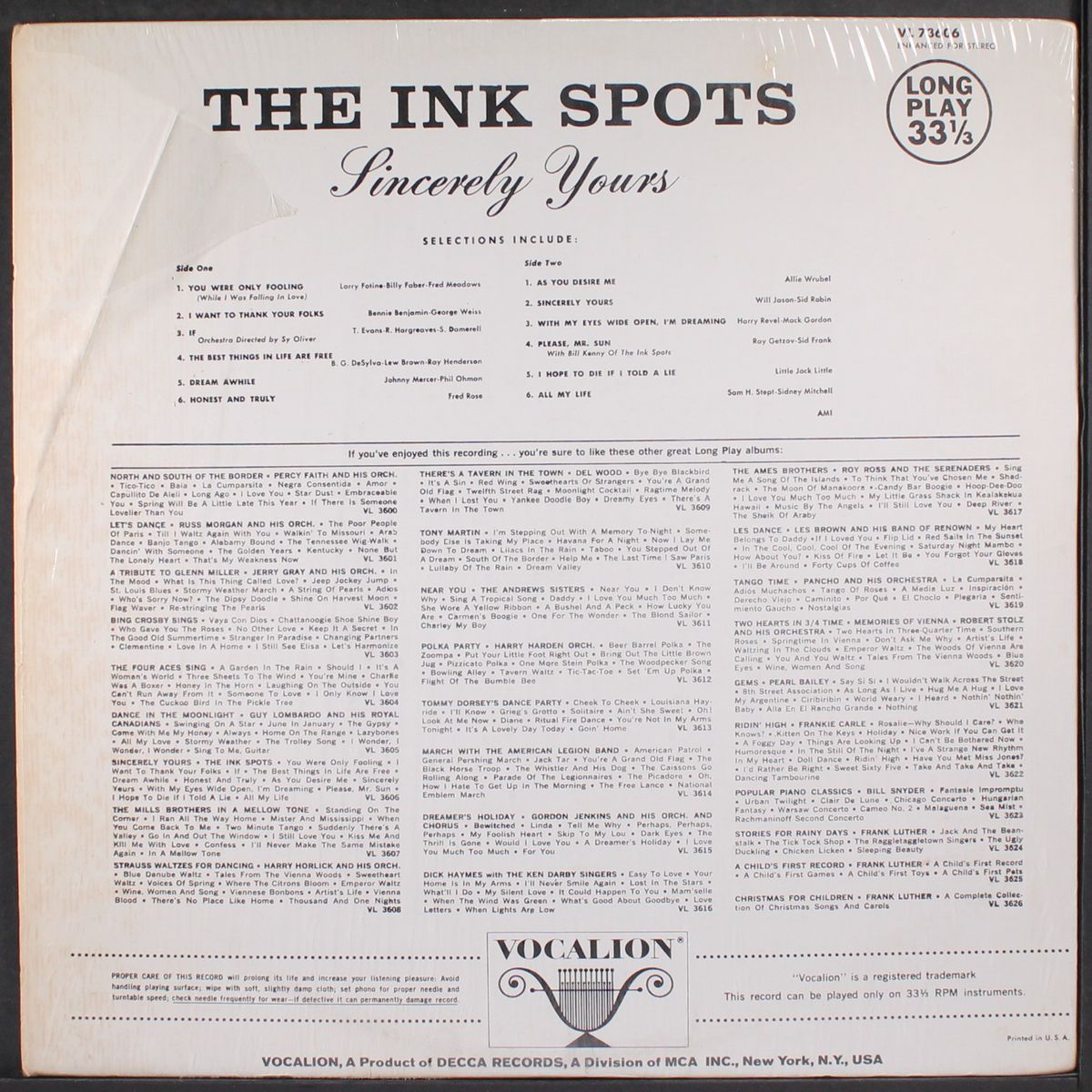 sincerely yours by INK SPOTS
