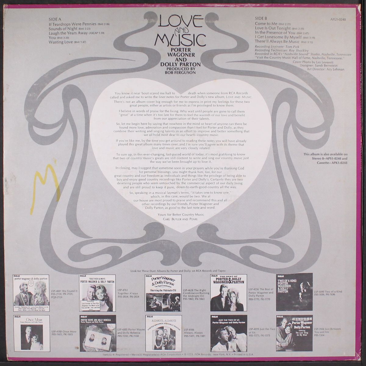 love and music by PORTER WAGONER & DOLLY PARTON