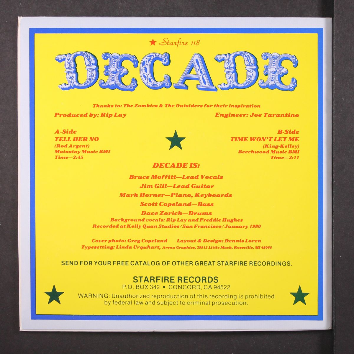 tell her no / time won't let me by DECADE