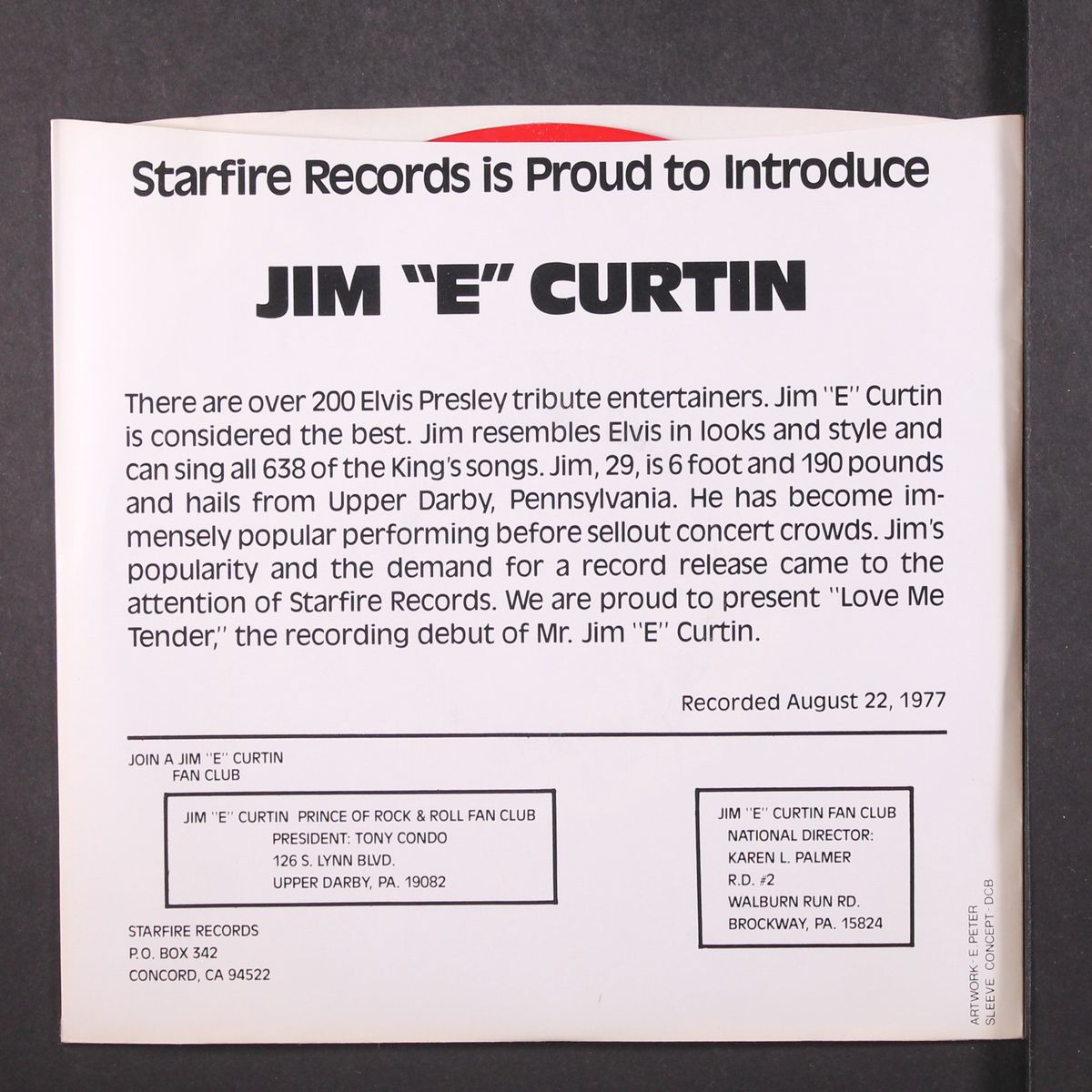 love me tender / take 2 by JIM "E" CURTIN