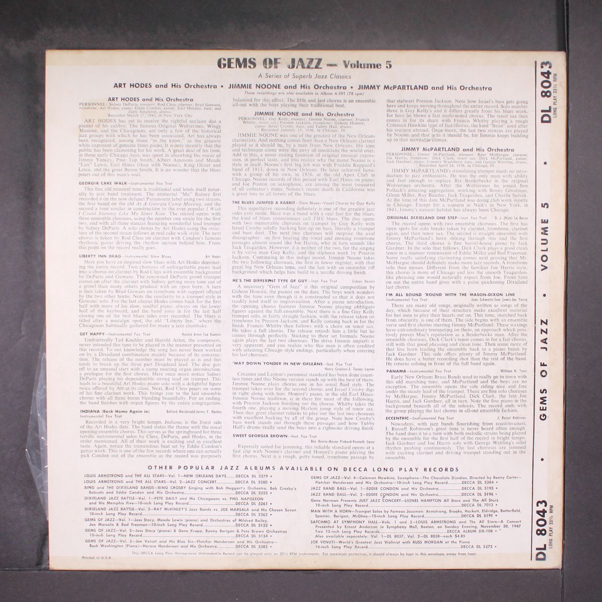 gems of jazz, vol. 5 by ART HODES, JIMMIE NOONE, JIMMIE MCPARTLAND