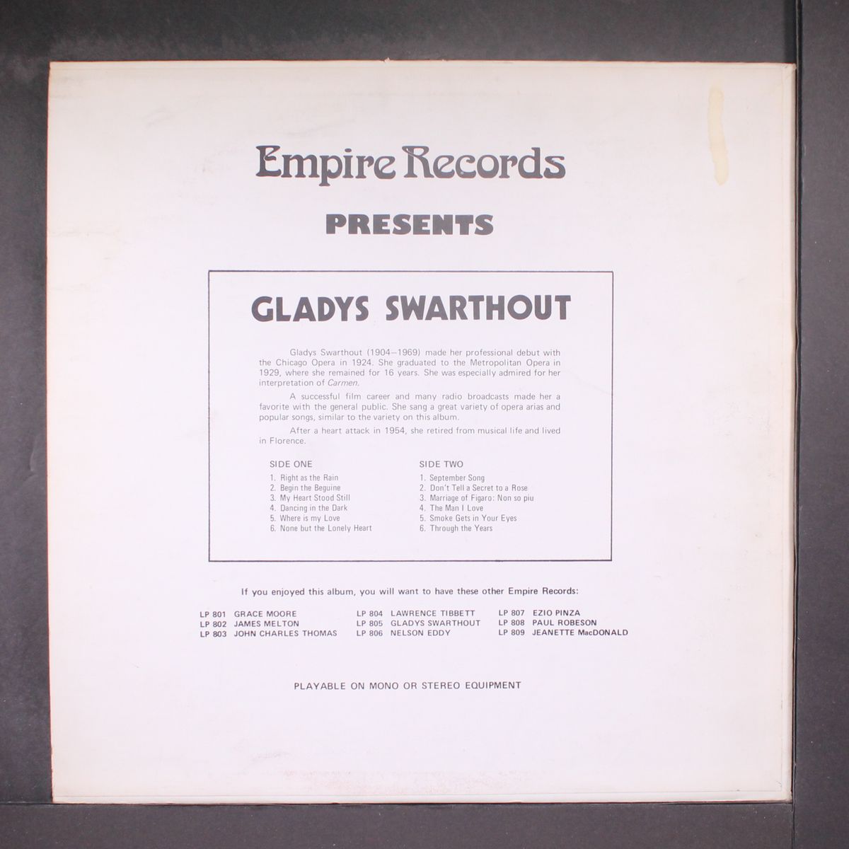 empire records presents by GLADYS SWARTHOUT