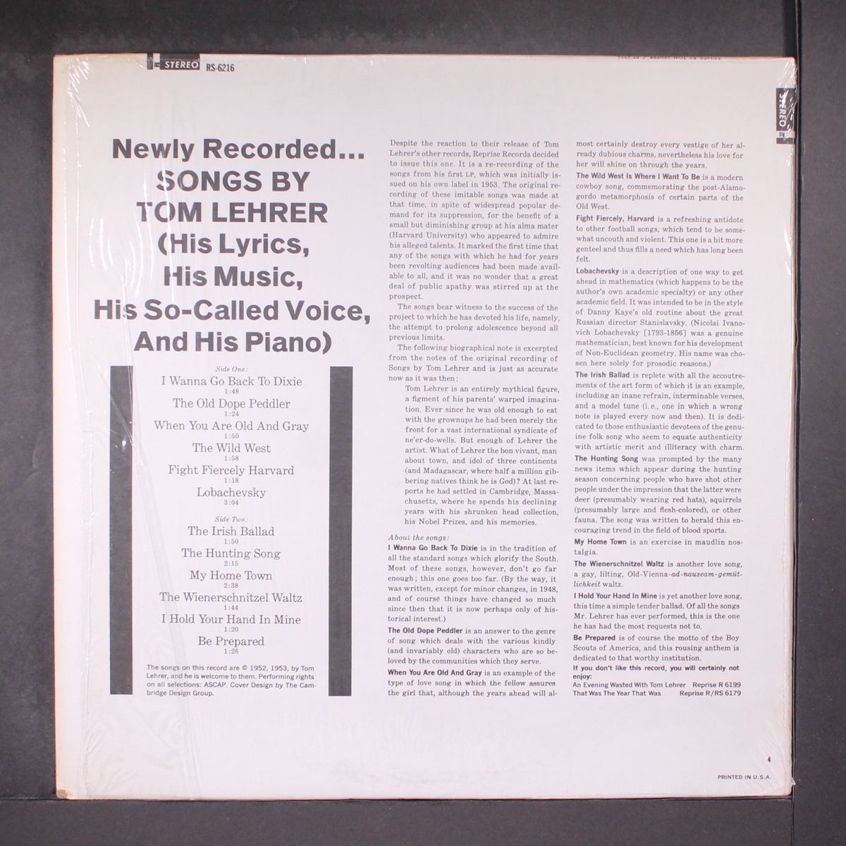 songs by by TOM LEHRER