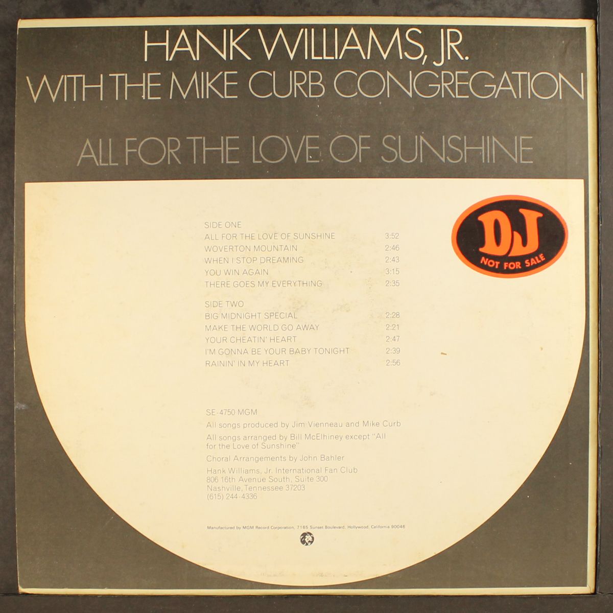 all for the love of sunshine by HANK WILLIAMS, JR.