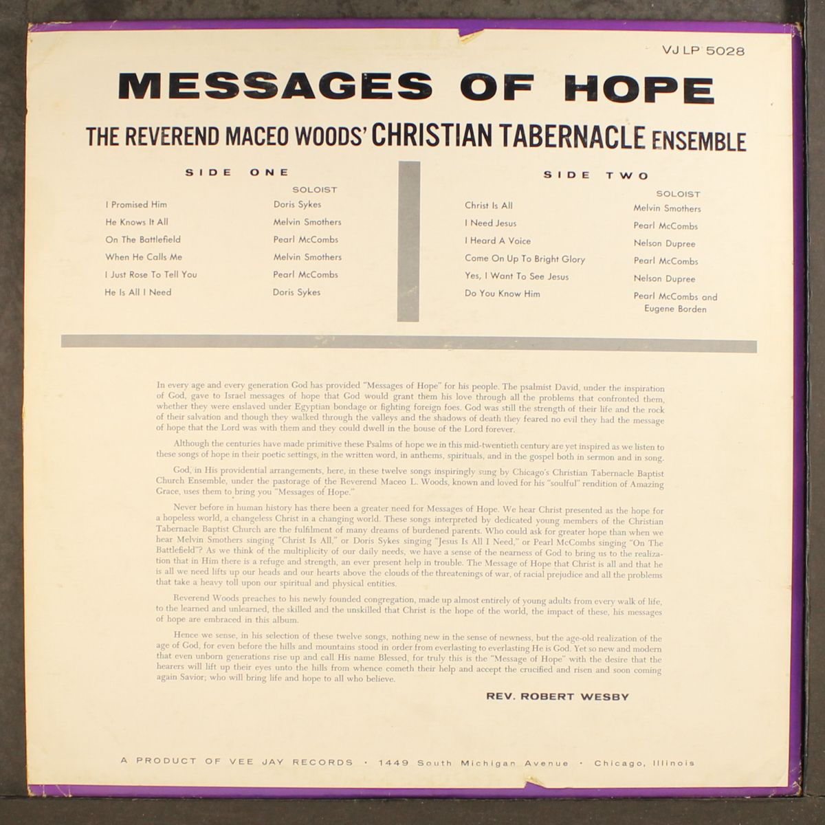 message of hope by MACEO WOODS' CHRISTIAN TABERNACLE ENSEMBLE