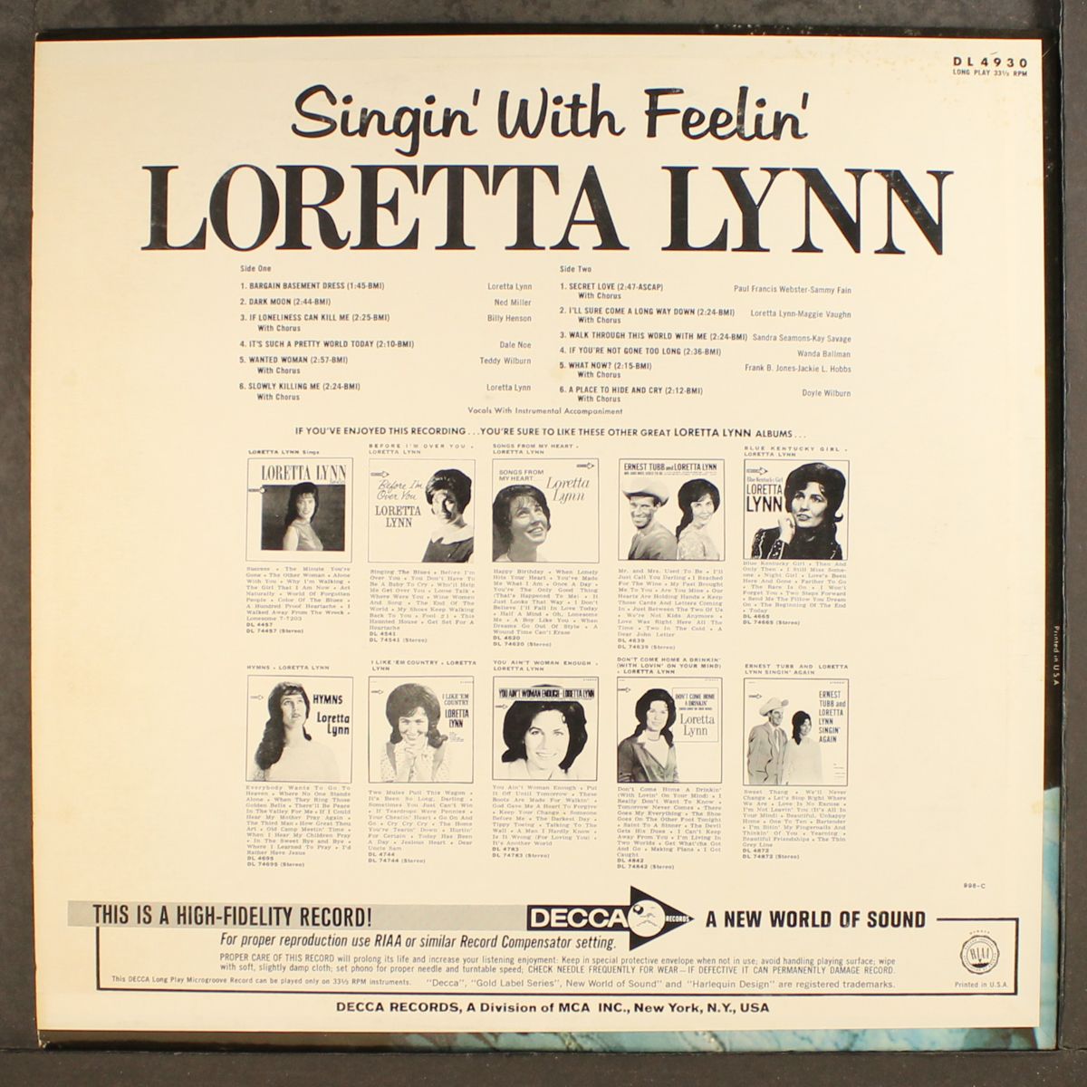 singin' with feelin' by LORETTA LYNN