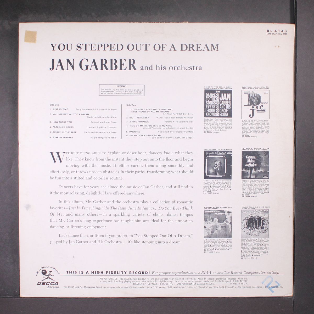 you stepped out of a dream by JAN GARBER