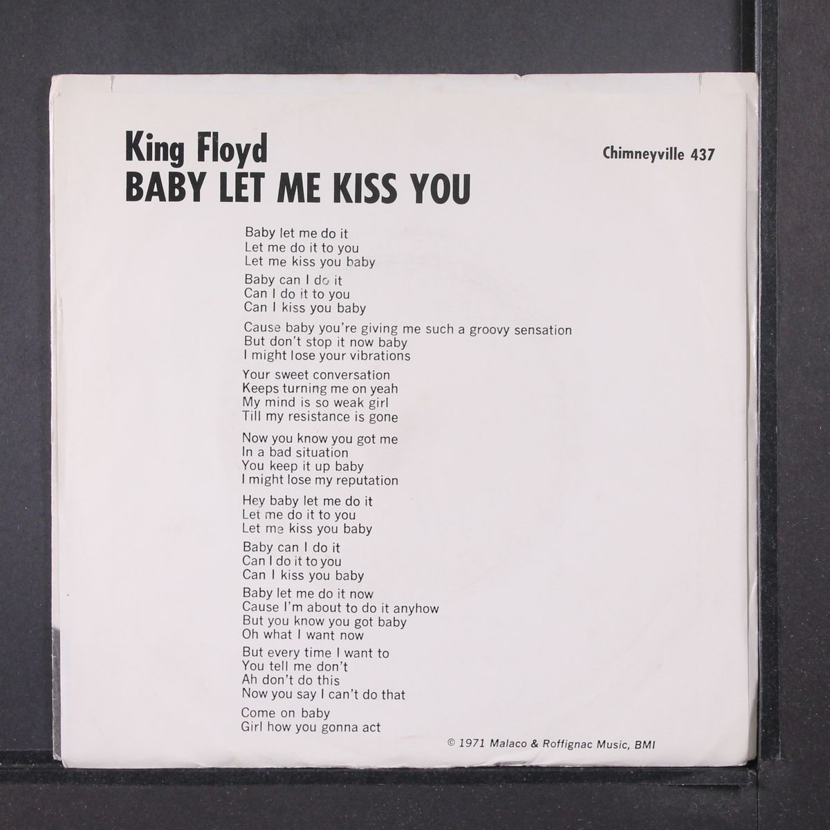 baby let me kiss you / please don't leave me lonely by KING FLOYD