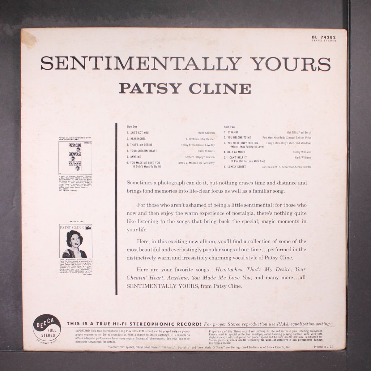 sentimentally yours by PATSY CLINE