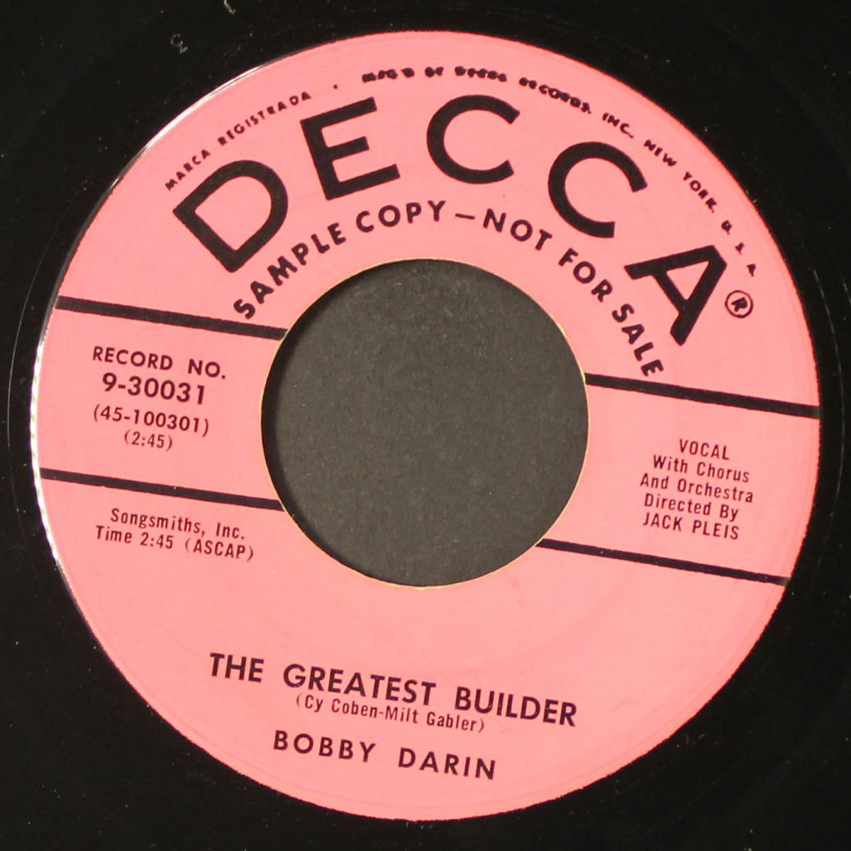 the greatest builder / hear them bells by BOBBY DARIN