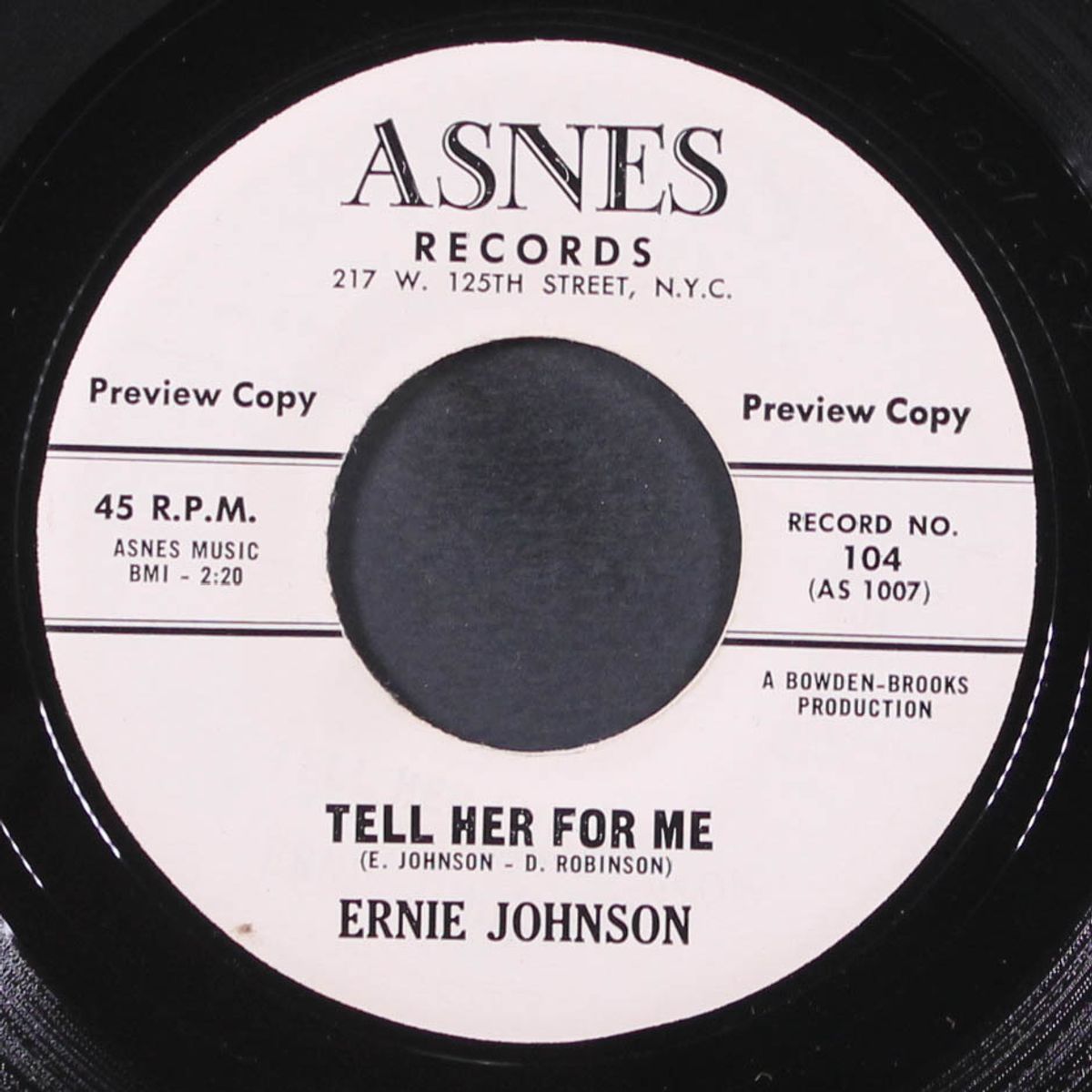 you need love / tell her for me by ERNIE JOHNSON