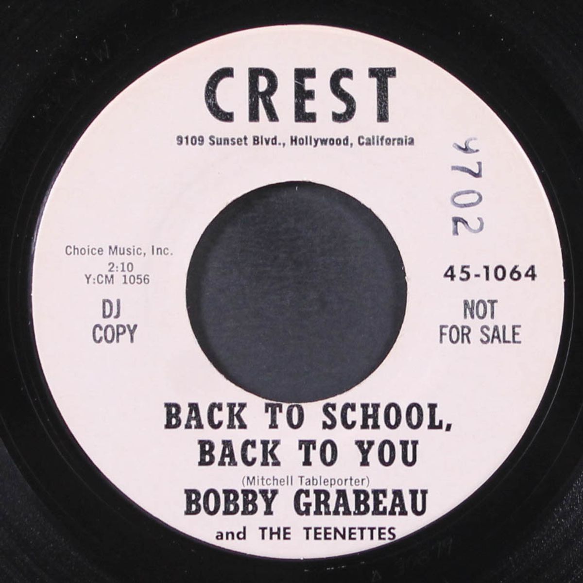 back to school, back to you / don't ever let me go by BOBBY GRABEAU