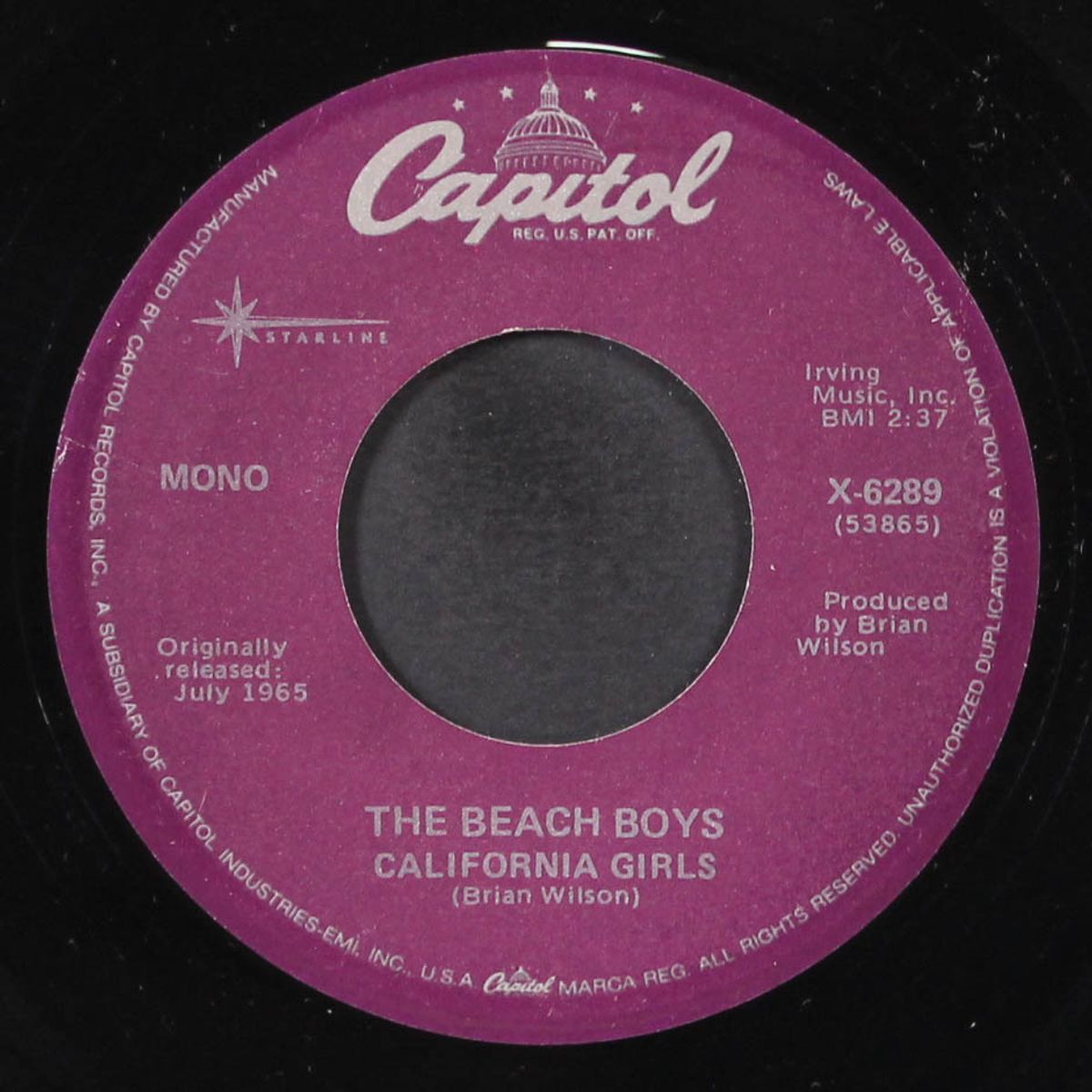 california girls / let him run wild by BEACH BOYS