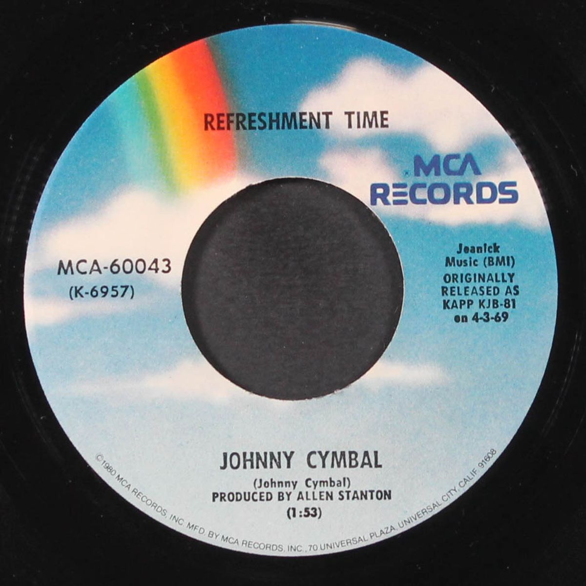 mr. bass man / refreshment time by JOHNNY CYMBAL