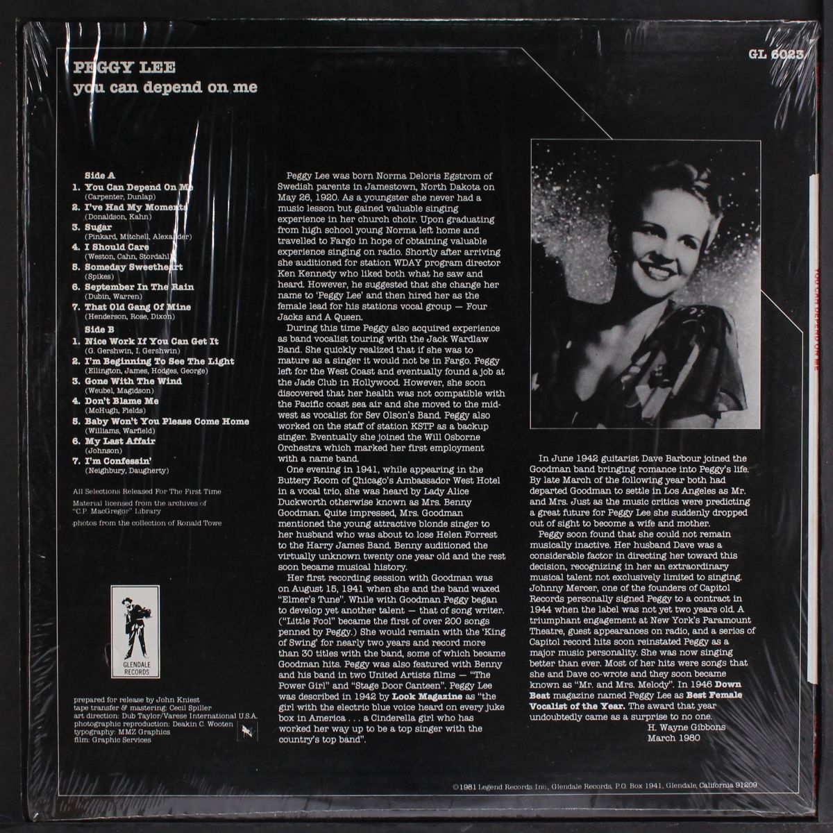 you can depend on me by PEGGY LEE