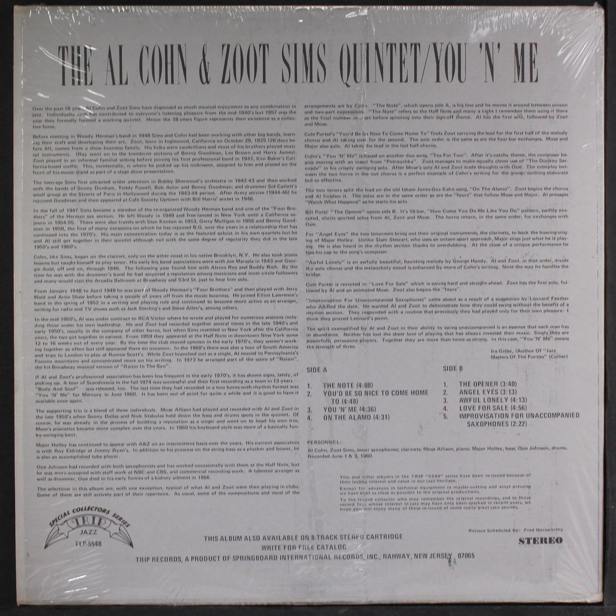 you 'n' me by AL COHN & ZOOT SIMS