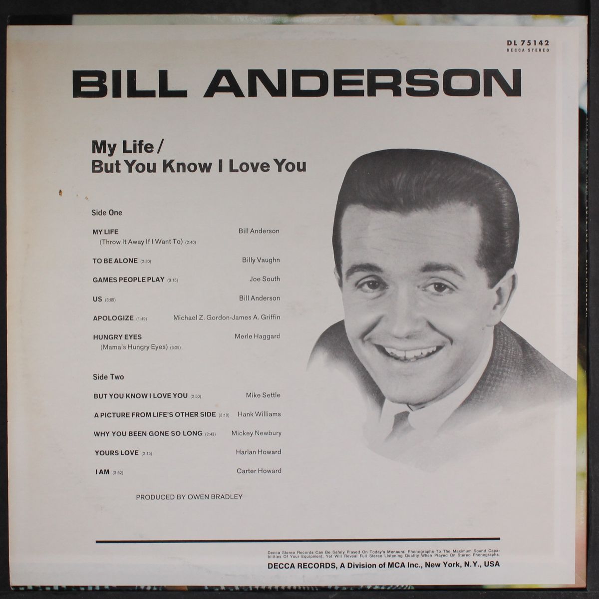 my life / but you know i love you by BILL ANDERSON