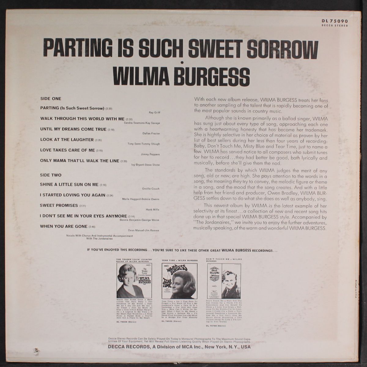 parting is such sweet sorrow by WILMA BURGESS