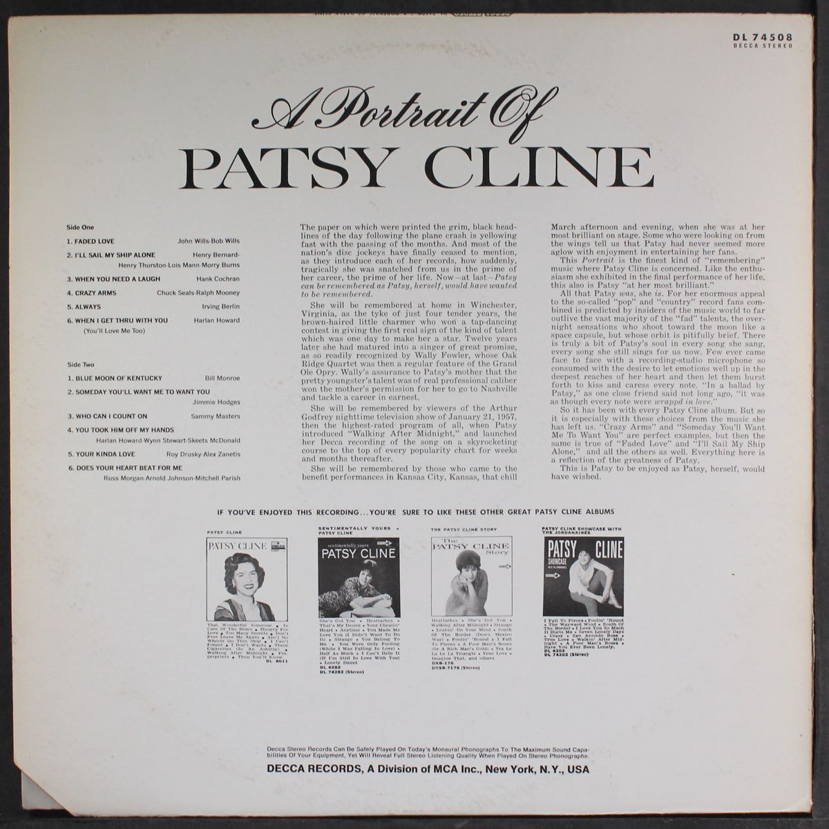 a portrait of by PATSY CLINE
